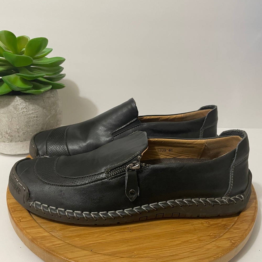 Men's Black Leather Slip-On Shoes